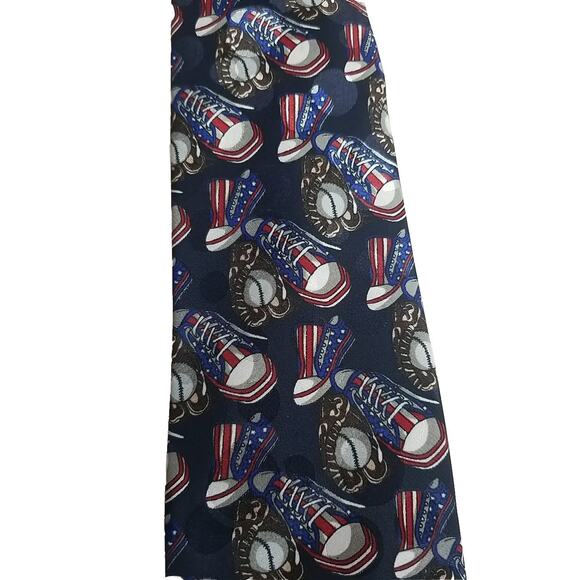 Vintage Designs By A. Rogers Men's American Baseball Patriotic Navy Neck Tie - Picture 2 of 4